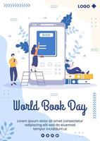 World Book Day Flyer Template Flat Design Education Illustration Editable of Square Background Suitable for Social Media or Web Internet Ads vector