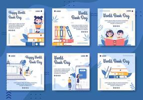 World Book Day Post Template Flat Design Education Illustration Editable of Square Background Suitable for Social Media or Web Internet Ads vector