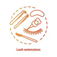 Lash extension blue concept icon. False eyelashes, permanent makeup idea thin line illustration. Cosmetology salon procedure. Red gradient vector isolated outline drawing. Editable stroke