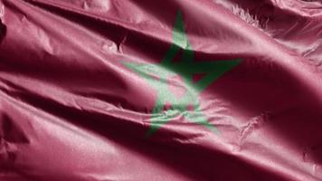 bandiera del tessuto del marocco che ondeggia lentamente sul ciclo del vento. bandiera marocchina che ondeggia dolcemente sulla brezza. tessuto in tessuto. sfondo di riempimento completo. Ciclo di 20 secondi. video