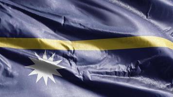 Nauru textile flag waving on the wind loop. Naursky banner swaying on the breeze. Fabric textile tissue. Full filling background. 10 seconds loop. video