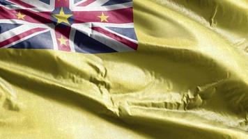 Niue textile flag waving on the wind loop. Niuean banner swaying on the breeze. Fabric textile tissue. Full filling background. 10 seconds loop. video