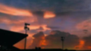 Defocused landscape of a football field with a beautiful sunset, Jakarta, Indonesia with copy text space. photo