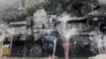 Defocused Majapahit temple in Trowulan, Mojokerto, East Java with copy text space. photo