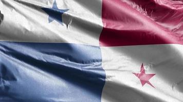 Panama textile flag slow waving on the wind loop. Panamanian banner smoothly swaying on the breeze. Fabric textile tissue. Full filling background. 20 seconds loop. video