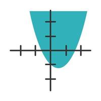 Function graph color icon. Curve chart with increasing section and segmented bar. Trigonometry study, geometry data presentation. Growing statistics. Information analysis. Isolated vector illustration