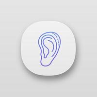 Ear plastic surgery app icon. UI UX user interface. Otoplasty. Ear reshaping and reconstruction. Facial rejuvenation. Web or mobile application. Vector isolated illustration