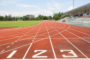 Running track with white number photo