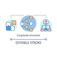 Corporate structure concept icon. Hierarchical organization idea thin line illustration. Leadership and staff interactions. Professional hierarchy. Vector isolated outline drawing. Editable stroke