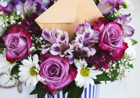 Bouquet of pink flowers photo