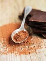 Cocoa powder in a spoon photo