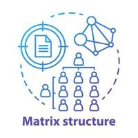 Matrix corporate structure concept icon. Company top management idea thin line illustration. Workflow organization. Staff interaction workplace environment. Vector isolated drawing