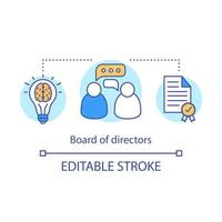 Board of directors concept icon. Business negotiation, communication idea thin line illustration. Top managers brainstorming, problem solving. Vector isolated outline drawing. Editable stroke