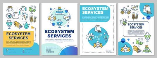 Ecosystem services brochure template layout. Agriculture. Flyer, booklet, leaflet print design with linear illustrations. Vector page layouts for magazines, annual reports, advertising posters