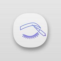 Microblading eyebrows app icon. UI UX user interface. Microblading pen tool. Eyebrows tattoo pen. Permanent makeup. Brows shaping. Web or mobile application. Vector isolated illustration