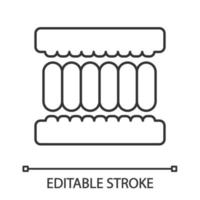 Mattress layers linear icon. Thin line illustration. Latex, memory foam or coconut filler. Springless mattress cut out. Contour symbol. Vector isolated outline drawing. Editable stroke