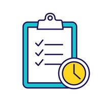 Time management color icon. Task planning. Deadline. Tasks list. Isolated vector illustration