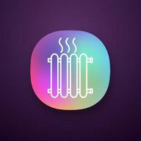 Radiator app icon. Heating battery. Heater. UI UX user interface. Web or mobile application. Vector isolated illustration