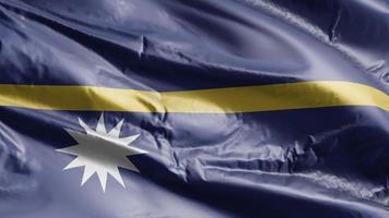 nauru vlag zwaaien op de wind lus. naursky banner zwaaiend op de wind. volledige vulling achtergrond. 10 seconden lus. video