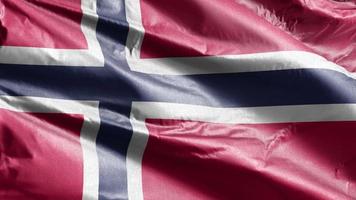 Norway textile flag slow waving on the wind loop. Norwegian banner smoothly swaying on the breeze. Fabric textile tissue. Full filling background. 20 seconds loop. video