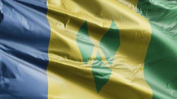 Saint Vincent and the Grenadines flag slow waving on the wind loop. Saint Vincent and the Grenadines banner smoothly swaying on the breeze. Full filling background. 20 seconds loop. video