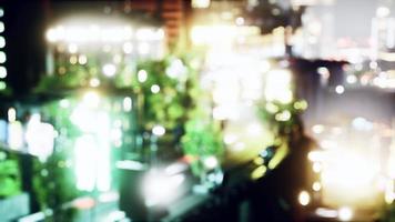 defocused bokeh of cityscape at twilight time photo