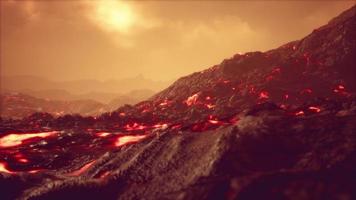 lava fields in the end of the eruption of the volcano photo