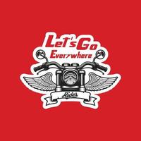 let's go everywhere riders sticker red background Vector