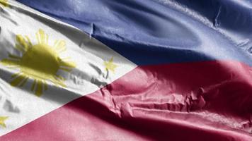 Philippines textile flag waving on the wind loop. Philippine banner swaying on the breeze. Fabric textile tissue. Full filling background. 10 seconds loop. video