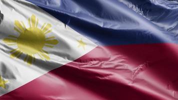 Philippines flag slow waving on the wind loop. Philippine banner smoothly swaying on the breeze. Full filling background. 20 seconds loop. video