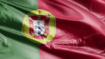 Portugal-Flagge weht auf der Windschleife. Portugiesisches Banner weht im Wind. voll ausfüllender Hintergrund. 10 Sekunden Schleife. video