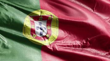 Portugal textile flag waving on the wind loop. Portuguese banner swaying on the breeze. Fabric textile tissue. Full filling background. 10 seconds loop. video