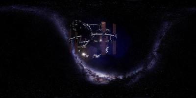 VR 360 Futuristic Spaceship Flying in Space with Mily Way video