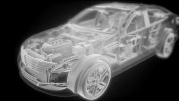 animação holográfica do modelo de carro 3d wireframe com motor video