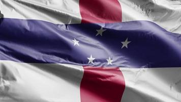 Nederlandse Antillen vlag langzaam zwaaien op de wind-lus. nederlandse antillen banner soepel zwaaiend op de wind. volledige vulling achtergrond. 20 seconden lus. video