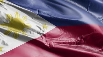 bandera de filipinas ondeando en el bucle de viento. estandarte filipino balanceándose con la brisa. fondo de relleno completo. Bucle de 10 segundos. video