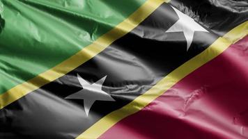 drapeau de saint-kitts-et-nevis agitant lentement sur la boucle du vent. la bannière de saint kitts et nevis se balançant doucement sur la brise. fond de remplissage complet. Boucle de 20 secondes. video