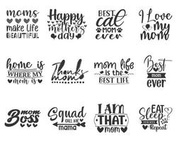 Mothers day quotes bundle, Mothers Day lettering vector, sticker set vector