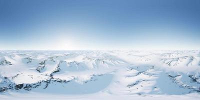 cámara vr 360 moviéndose por encima de las crestas de las montañas rocosas de nieve polar video