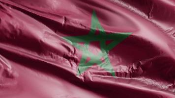 Marockos flagga vajar på vindslingan. marockansk banner vajande på vinden. full fyllning bakgrund. 10 sekunders loop. video