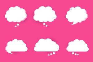 3d pink cloud speech bubble set illustration vector