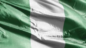 nigeria textiel vlag zwaaien op de wind-lus. nigeian banner zwaaiend op de wind. stof textiel weefsel. volledige vulling achtergrond. 10 seconden lus. video