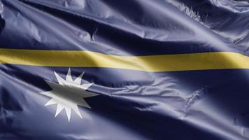 Nauru flag slow waving on the wind loop. Naursky banner smoothly swaying on the breeze. Full filling background. 20 seconds loop. video