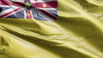 Niue flag slow waving on the wind loop. Niuean banner smoothly swaying on the breeze. Full filling background. 20 seconds loop. video