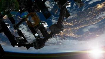 Space Station Orbiting Earth. Elements of this image furnished by NASA photo