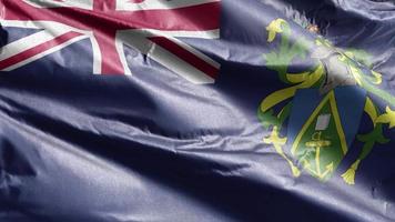 Pitcairn Islands textile flag slow waving on the wind loop. Pitcairn Islands banner smoothly swaying on the breeze. Fabric textile tissue. Full filling background. 20 seconds loop. video