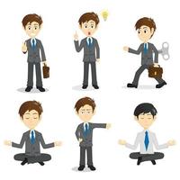 Set of cute businessman with different pose vector