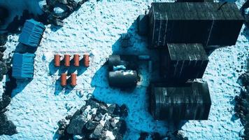 arial view of antarctic base and scientific research station
