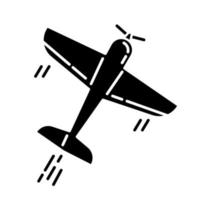 Aerobatics glyph icon. Aerobatic maneuvers and stunt flying. Airforce show with plane. Aviation, aircraft performance. Extreme airshow. Airplanes tricks Silhouette symbol. Vector isolated illustration