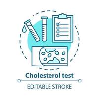 Cholesterol level laboratory analysis concept icon. Checking fat blocked arteries idea thin line illustration. Monitoring atherosclerosis symptoms. Vector isolated outline drawing. Editable stroke..